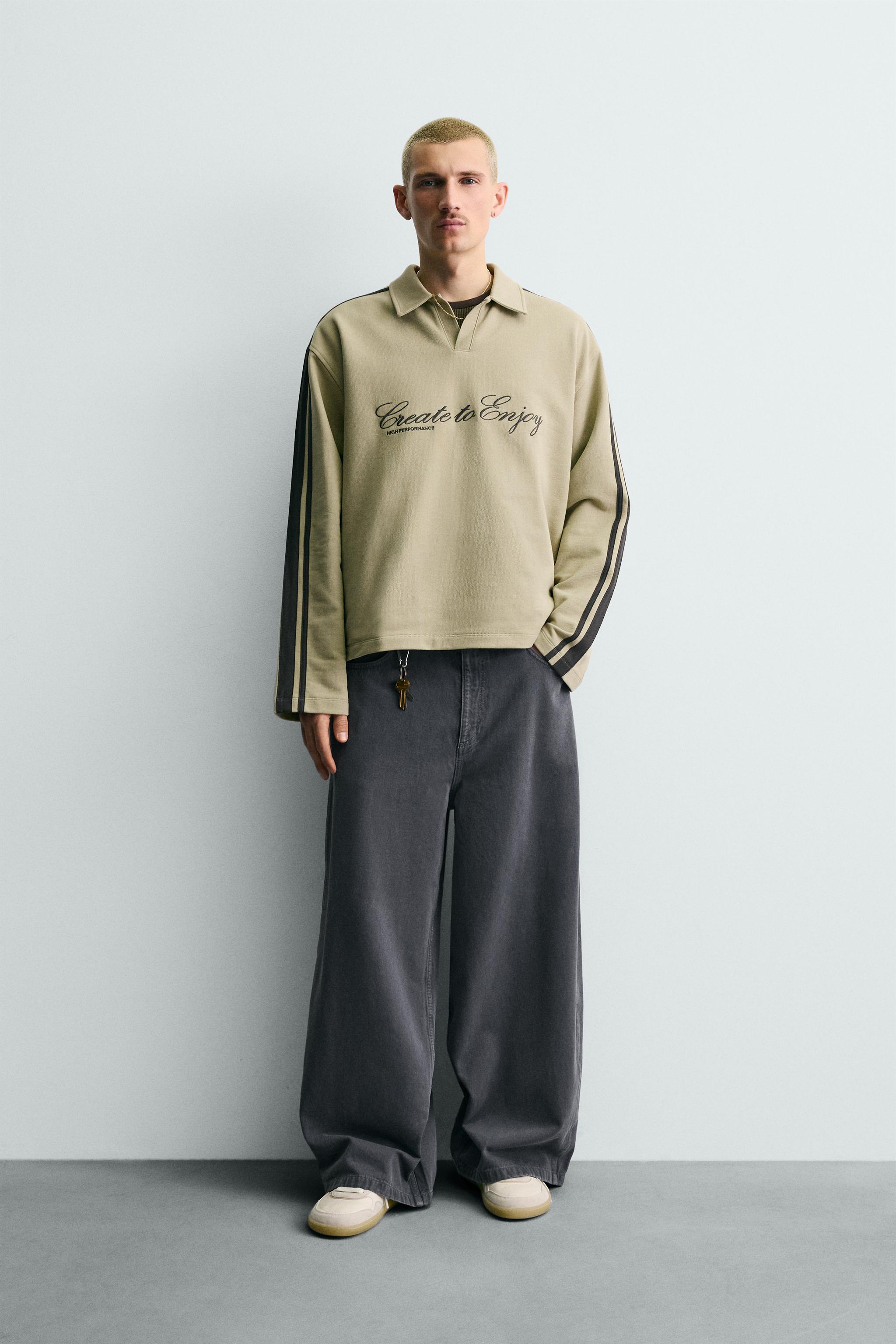 BOXY FIT EMBROIDERED STRIPED SWEATSHIRT